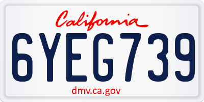 CA license plate 6YEG739