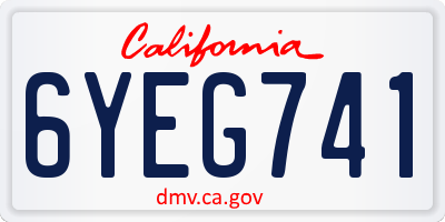 CA license plate 6YEG741