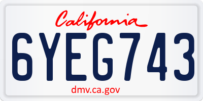 CA license plate 6YEG743