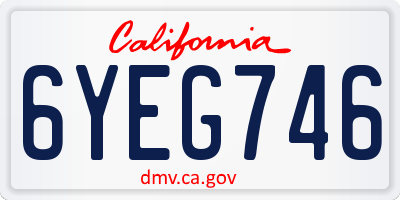 CA license plate 6YEG746