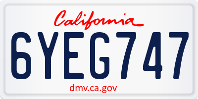 CA license plate 6YEG747