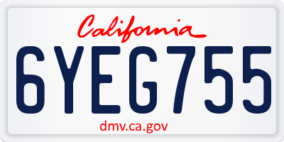 CA license plate 6YEG755