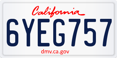 CA license plate 6YEG757