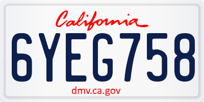 CA license plate 6YEG758