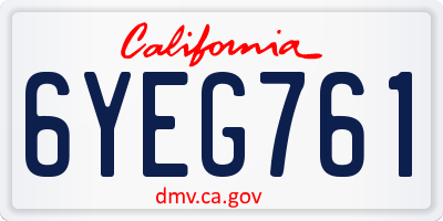 CA license plate 6YEG761