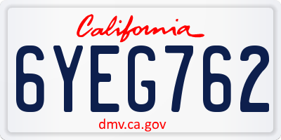 CA license plate 6YEG762