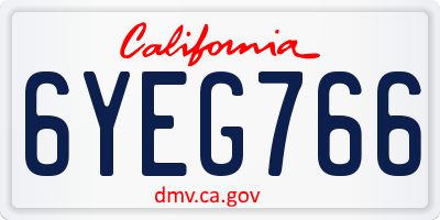 CA license plate 6YEG766