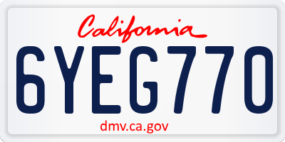 CA license plate 6YEG770
