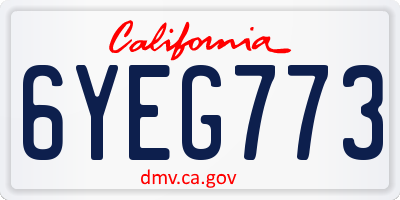 CA license plate 6YEG773