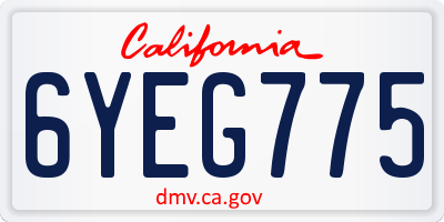 CA license plate 6YEG775