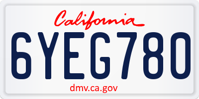 CA license plate 6YEG780
