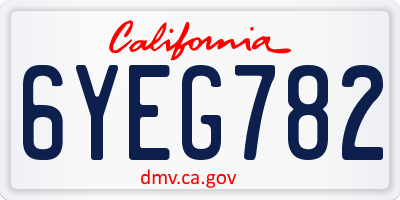 CA license plate 6YEG782