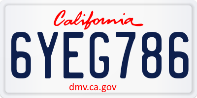 CA license plate 6YEG786