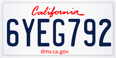 CA license plate 6YEG792