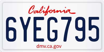 CA license plate 6YEG795
