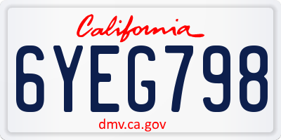 CA license plate 6YEG798