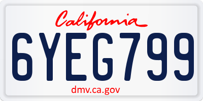CA license plate 6YEG799