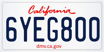 CA license plate 6YEG800