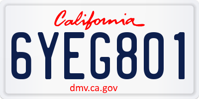 CA license plate 6YEG801