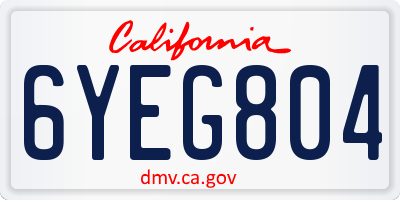 CA license plate 6YEG804