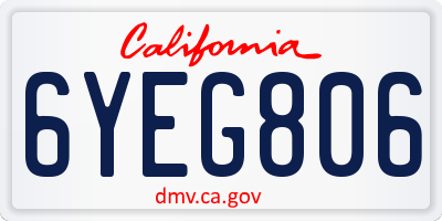 CA license plate 6YEG806