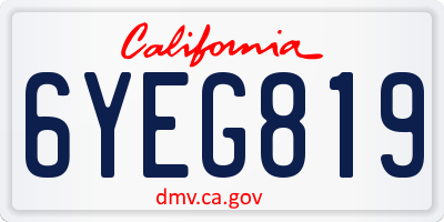 CA license plate 6YEG819