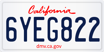CA license plate 6YEG822