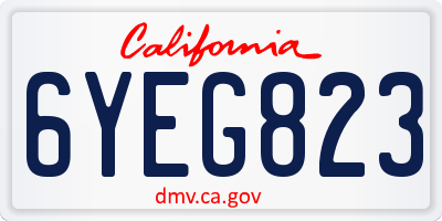 CA license plate 6YEG823