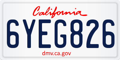 CA license plate 6YEG826