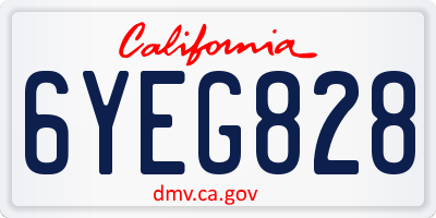 CA license plate 6YEG828