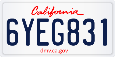 CA license plate 6YEG831