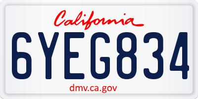 CA license plate 6YEG834