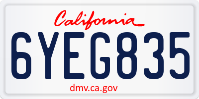 CA license plate 6YEG835