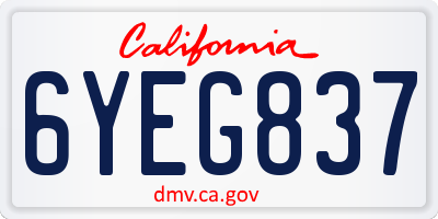 CA license plate 6YEG837