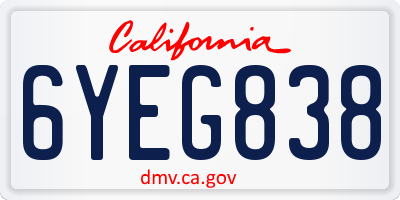 CA license plate 6YEG838