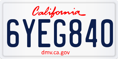 CA license plate 6YEG840