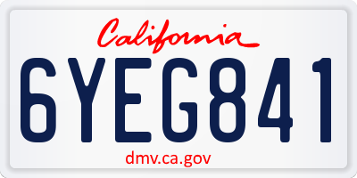 CA license plate 6YEG841