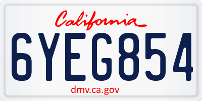 CA license plate 6YEG854