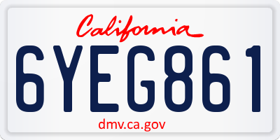 CA license plate 6YEG861