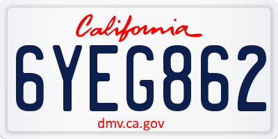 CA license plate 6YEG862