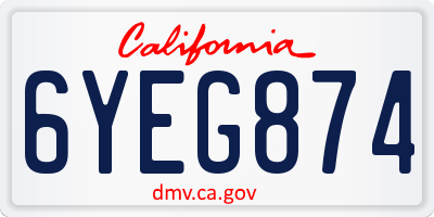 CA license plate 6YEG874
