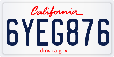 CA license plate 6YEG876