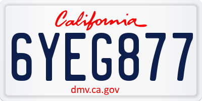 CA license plate 6YEG877
