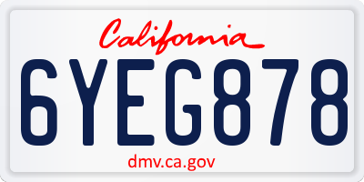 CA license plate 6YEG878