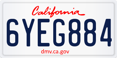 CA license plate 6YEG884