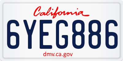 CA license plate 6YEG886