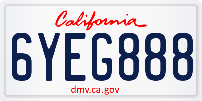 CA license plate 6YEG888