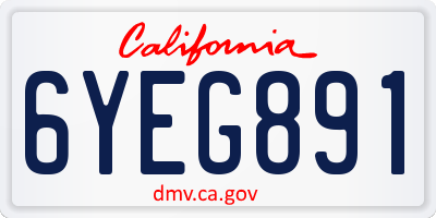 CA license plate 6YEG891