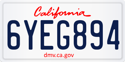 CA license plate 6YEG894