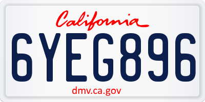 CA license plate 6YEG896